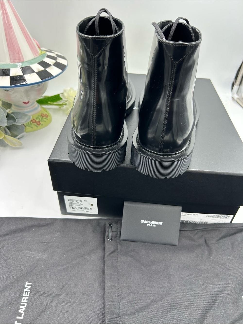 Men's Saint Laurent combat boots size 42 made in Italy NWT - Picture 9 of 12